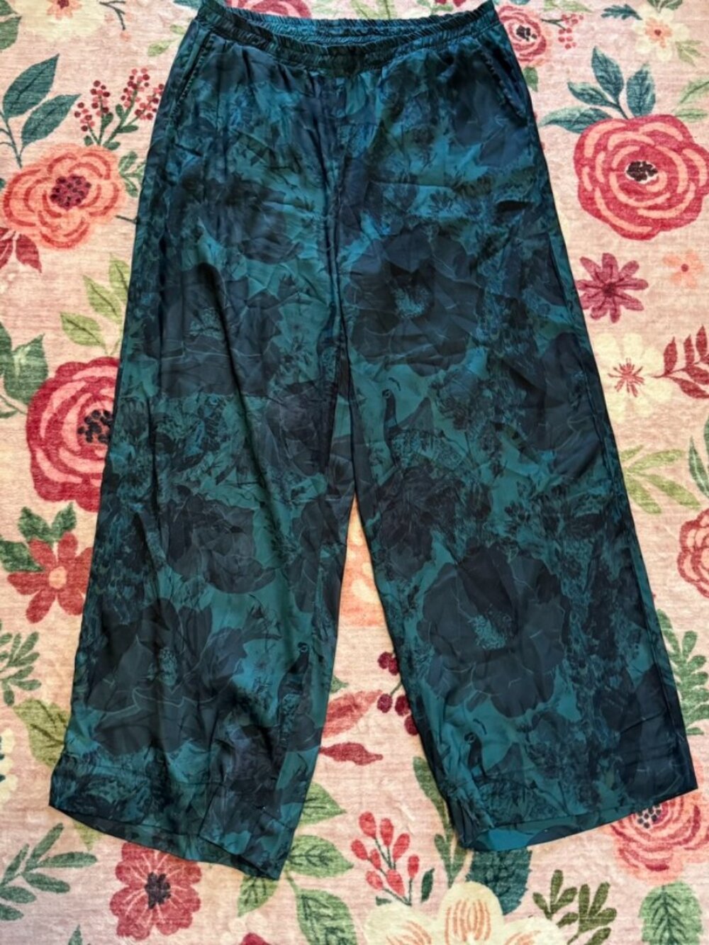 Patterened Flowey Blue Pants